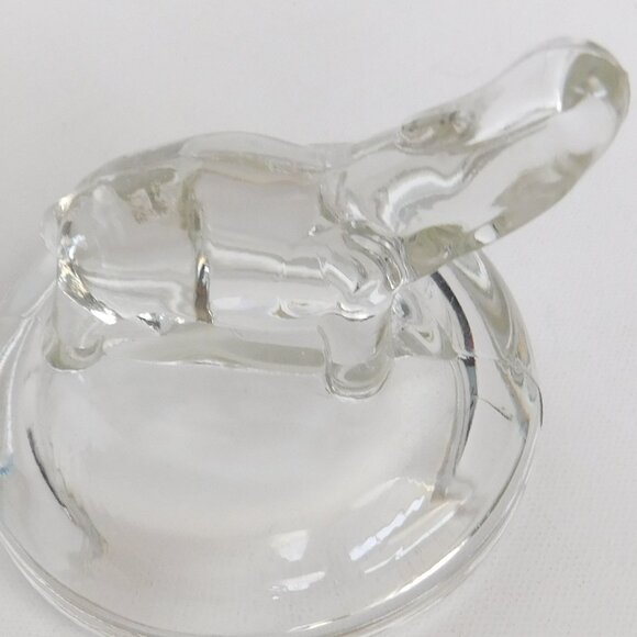 Elephant Lid Clear Glass Powder Trinket Dish Vintage Jeannette Glass Co - Picture 6 of 6